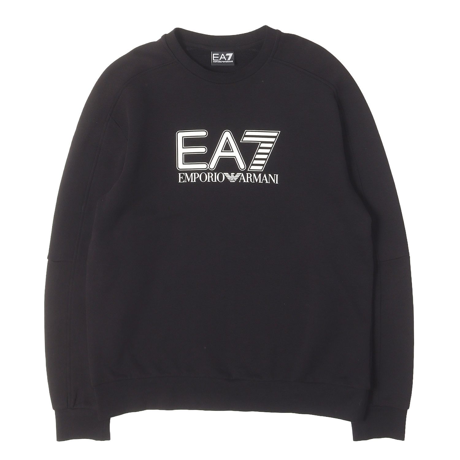 【美品】EMPORIO ARMANI エンポリオアルマーニ スウェット ブラック 黒 サイズ:S 24AW ロゴ スウェットシャツ EA7 トップス トレーナー プルオーバー【メンズ】【中古】