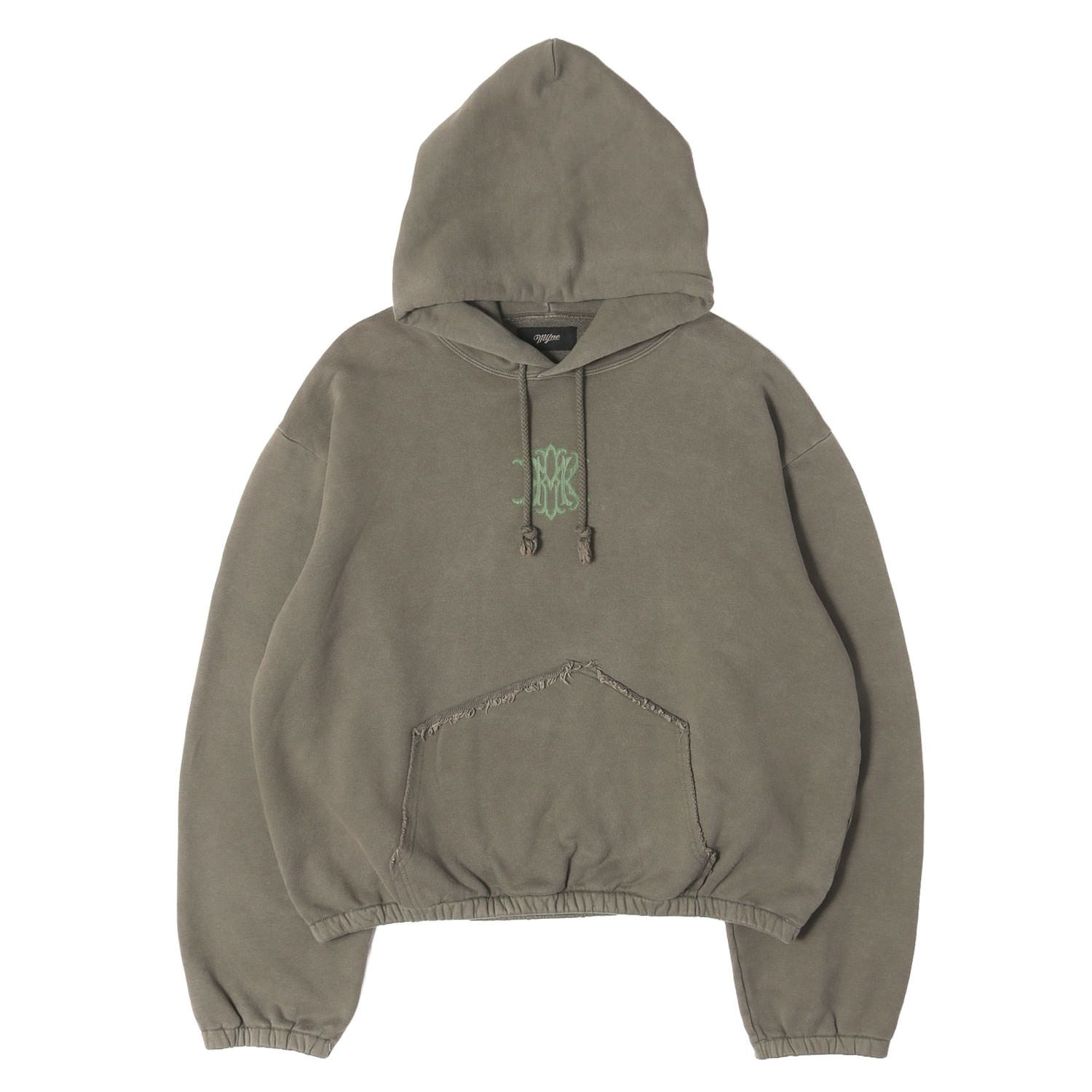 【美品】MIHARA YASUHIRO ミハラヤスヒロ パーカー カーキ M 23SS ヴィンテージ加工 スウェット パーカー KKM Printed Shirring Hoodie MYne 日本製 トップス フーディー プルオーバー【メンズ】【中古】