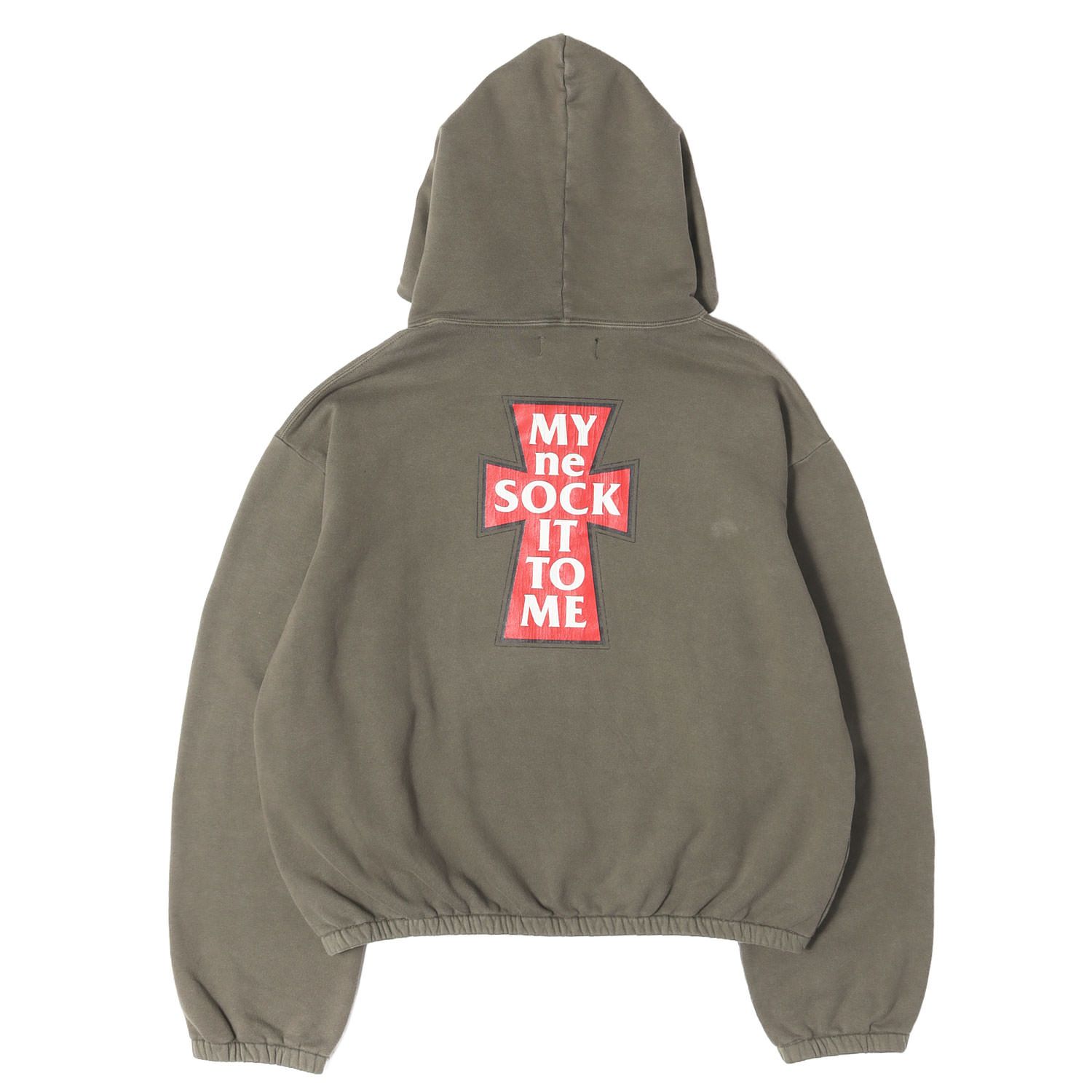 【美品】MIHARA YASUHIRO ミハラヤスヒロ パーカー カーキ M 23SS ヴィンテージ加工 スウェット パーカー KKM Printed Shirring Hoodie MYne 日本製 トップス フーディー プルオーバー【メンズ】【中古】