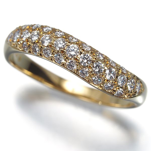 ミキモト リング ダイヤ ダイヤモンド 0.34ct パヴェ ウェーブ 10号 K18YG #197280