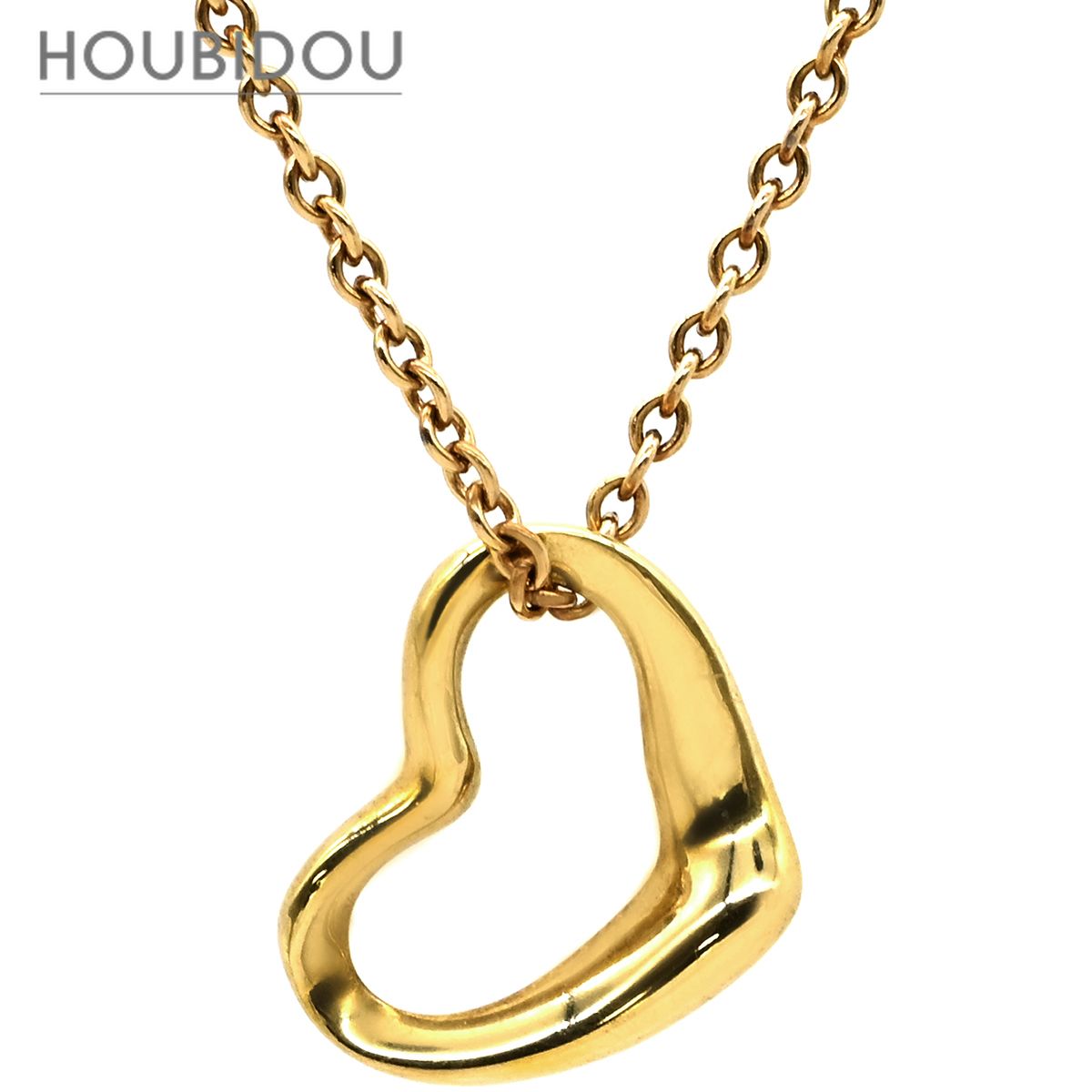 ティファニー Tiffany & Co ネックレス オープンハート 10mm イエローゴールド T＆Co. Au750 18K 18金 エルサペレッティ ミニ 【中古】