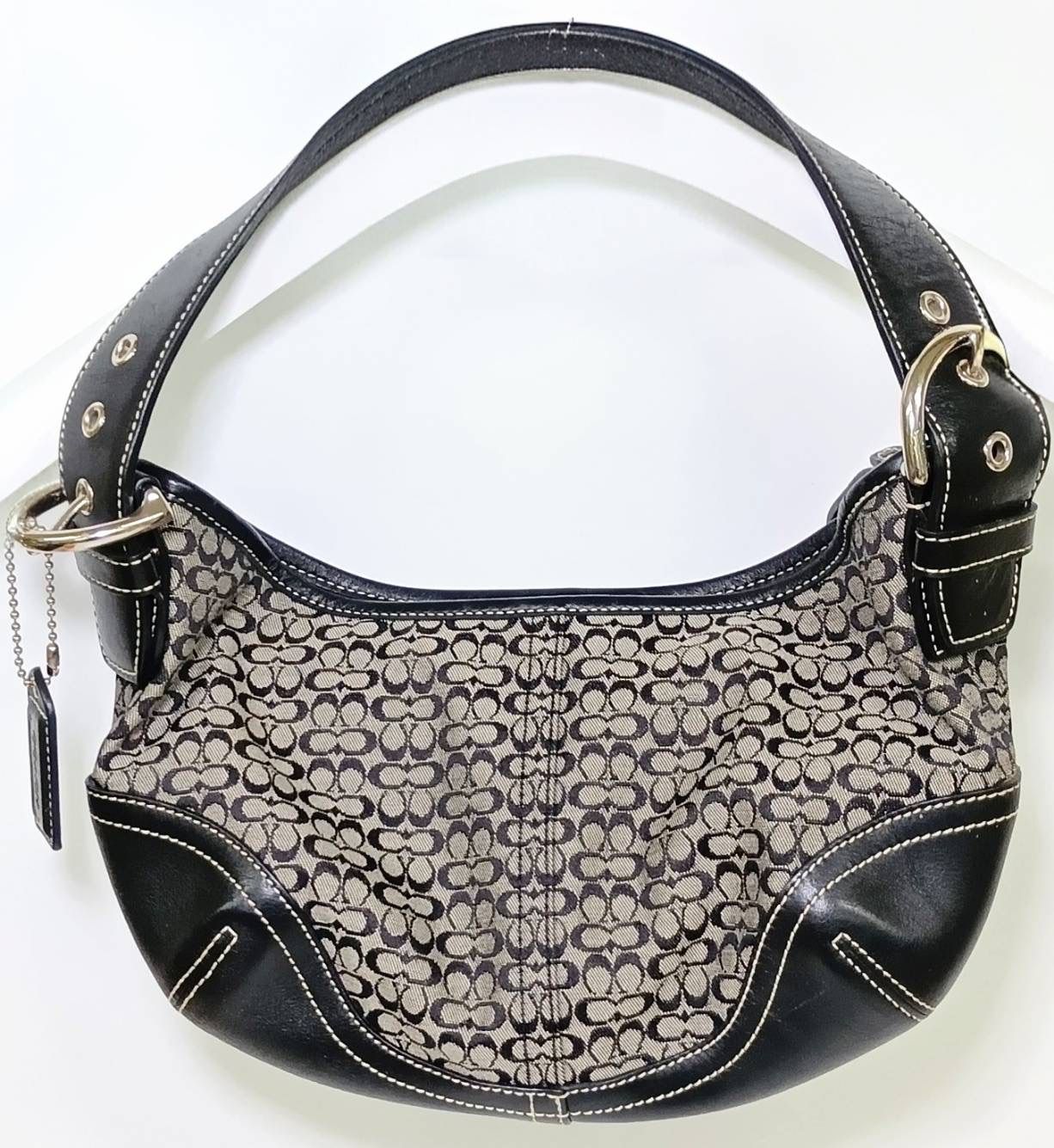 y2k COACH パッチワーク ワンショルダーバッグ ピンク シグネチャー 美 