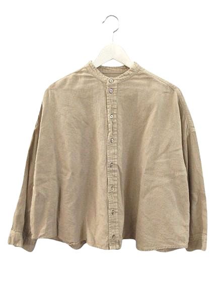 ネストローブ nest Robe 起毛リネン バンドカラー ワイドシャツ F 