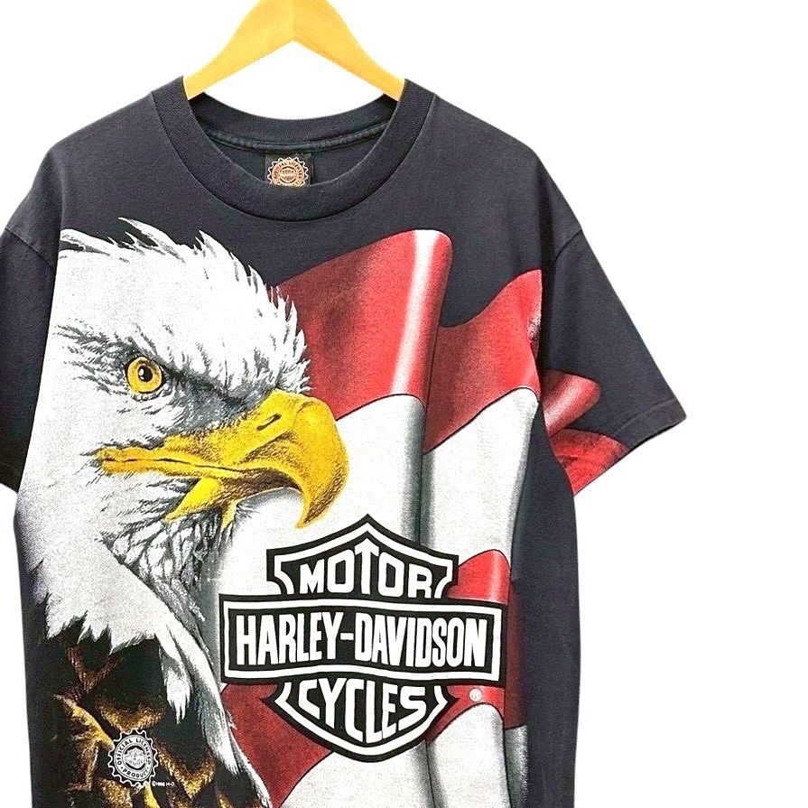 90s ビンテージ ハーレーダビッドソン プリント Tシャツ L ブラック USA製 90年代 アメリカ製 ヴィンテージ Harley Davidson バイカー チョッパー 28,600円