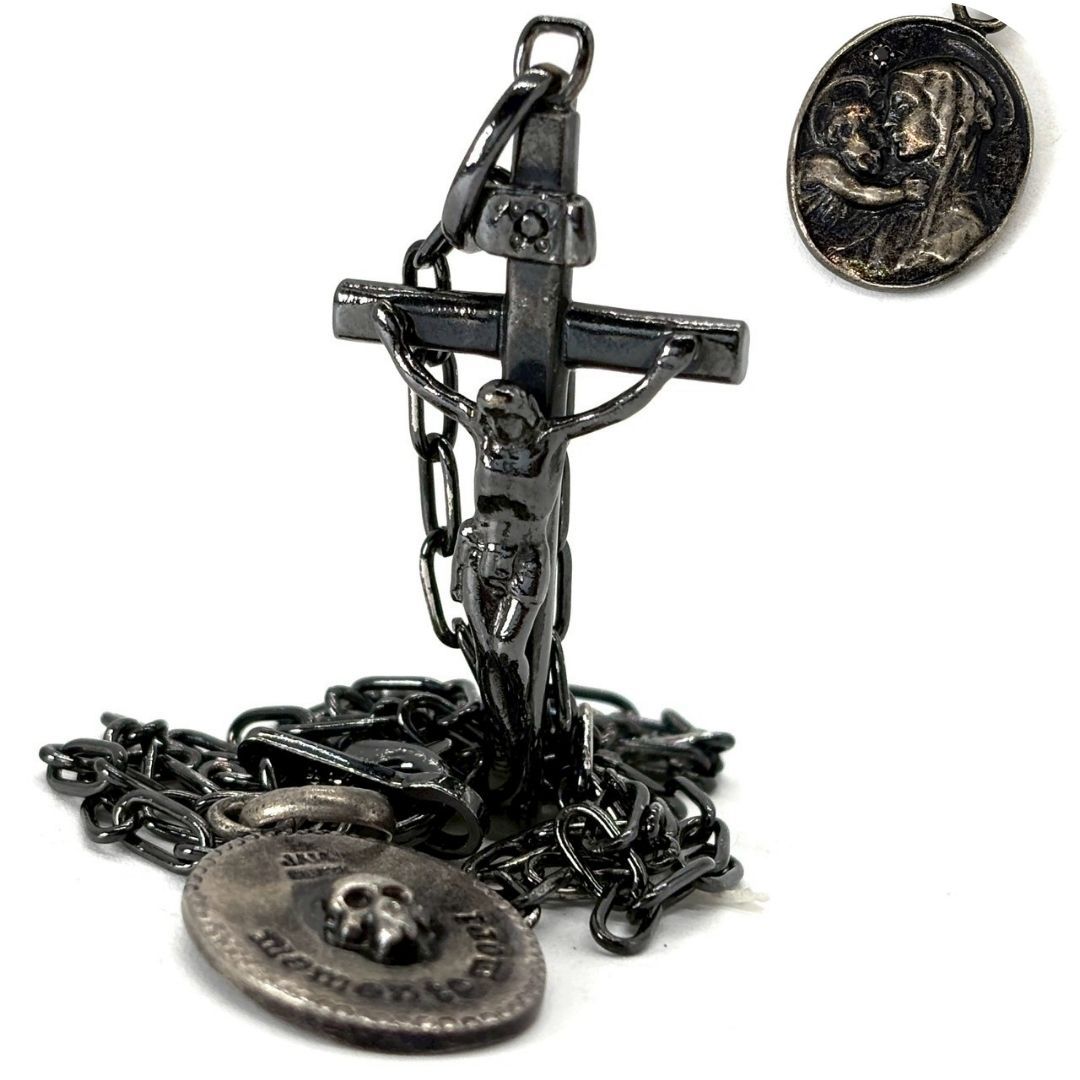 【祈りを纏う、漆黒の系譜】　JAM HOME MADE　ネックレス ジーザス スカル ロザリオ シルバー925 燻し加工　48cm