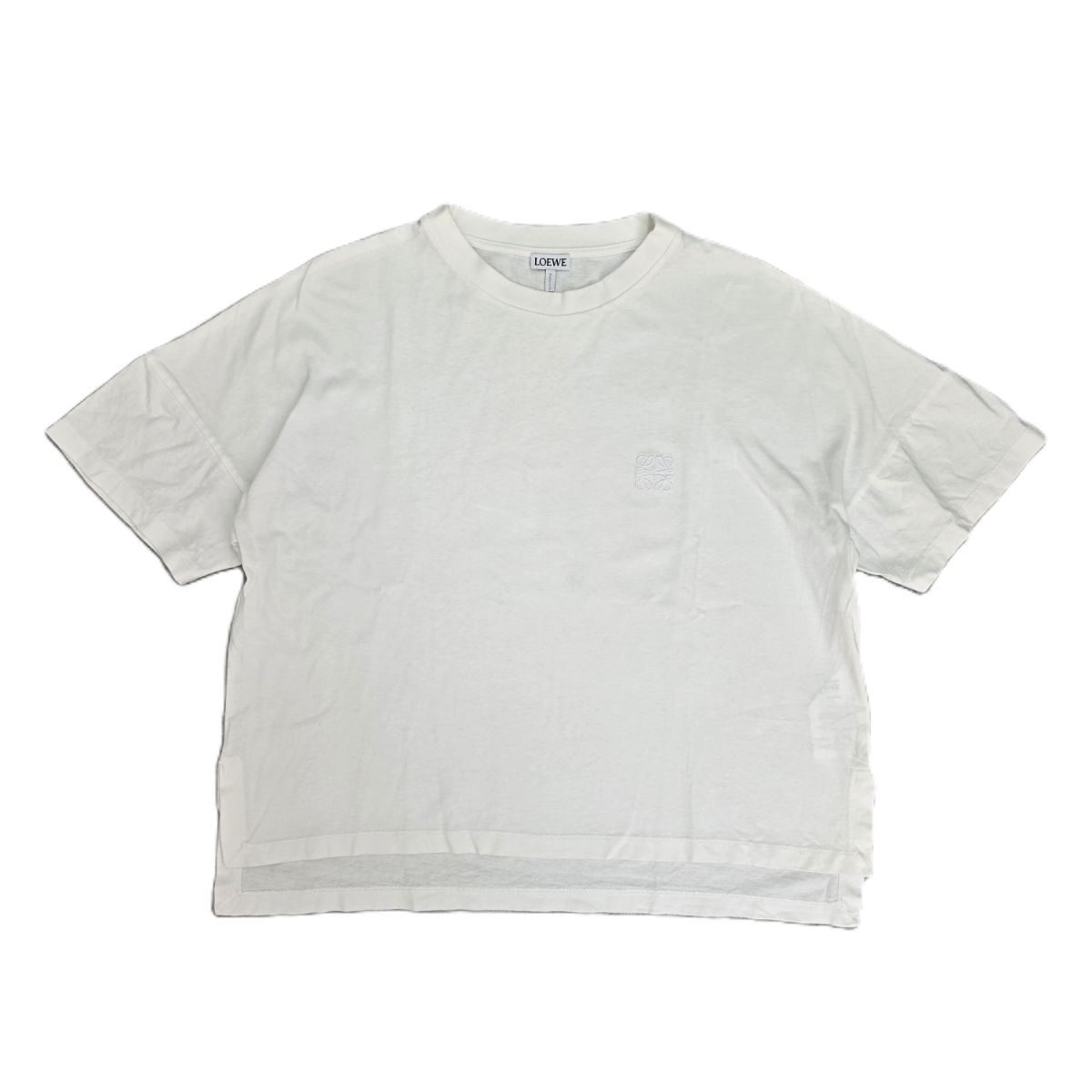 LOEWE ロエベ アナグラム ロゴ 刺繡 クロップド オーバーサイズ S 半袖Ｔシャツ S359Y22X58 レディース S コットン ホワイト 中古