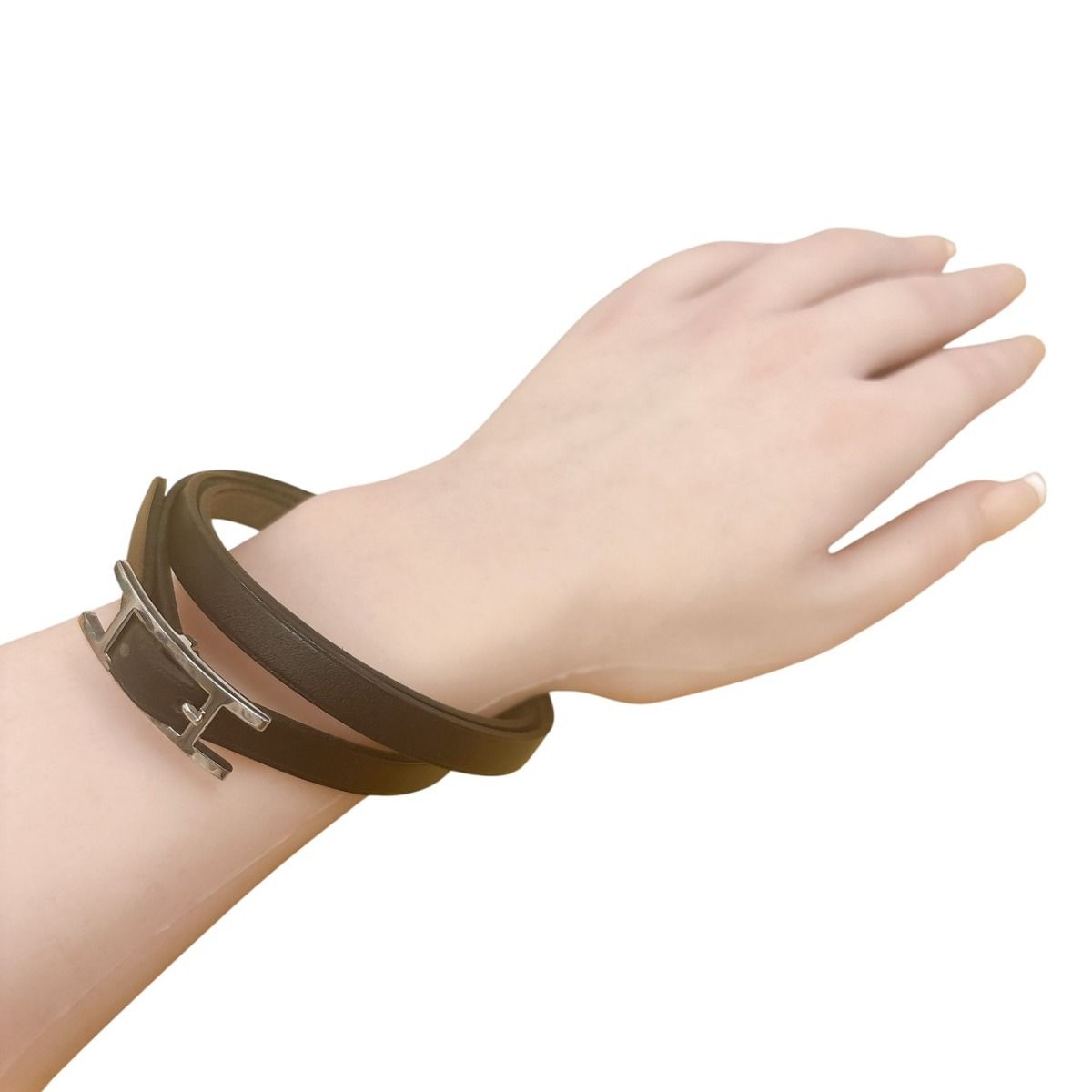 エルメス レザーブレスレット アピ3 ブレスレット HERMES ブラック 
