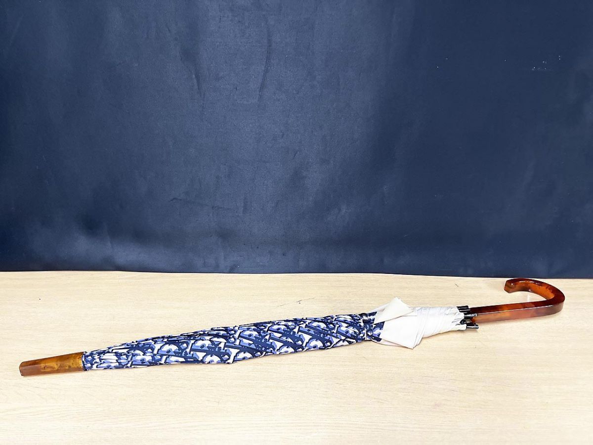 【現状品】 Christian Dior クリスチャンディオール アンブレラ 傘 トロッター柄 全長 全長約79? ★