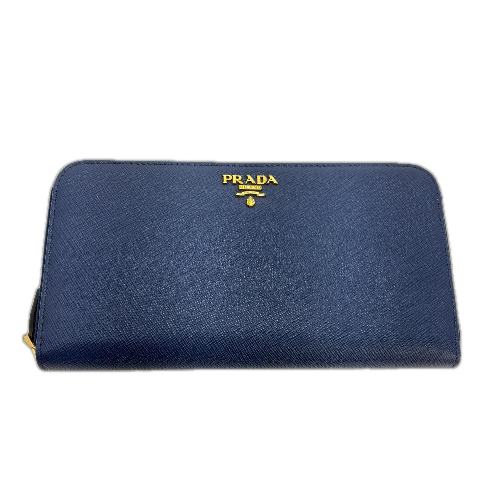 【極美品】プラダ 長財布 サフィアーノ ラウンドジップ ブルー 1ML506 PRADA プラダ ラウンド長財布 ブルー サフィアーノ 1ML506 長財布