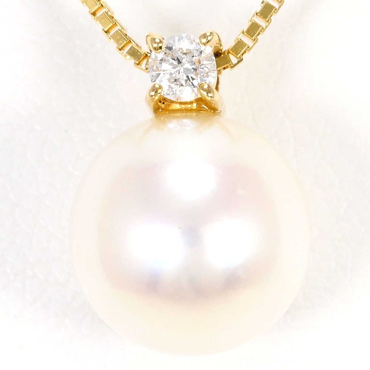 K18YG ネックレス パール（真珠） ダイヤモンド 0.05ct 総重量約3.1g