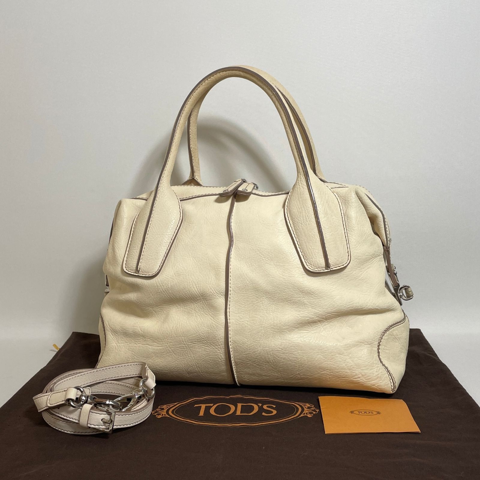 2607-20|美品|トッズ Dスタイリング 2WAYバッグ レザー クリーム