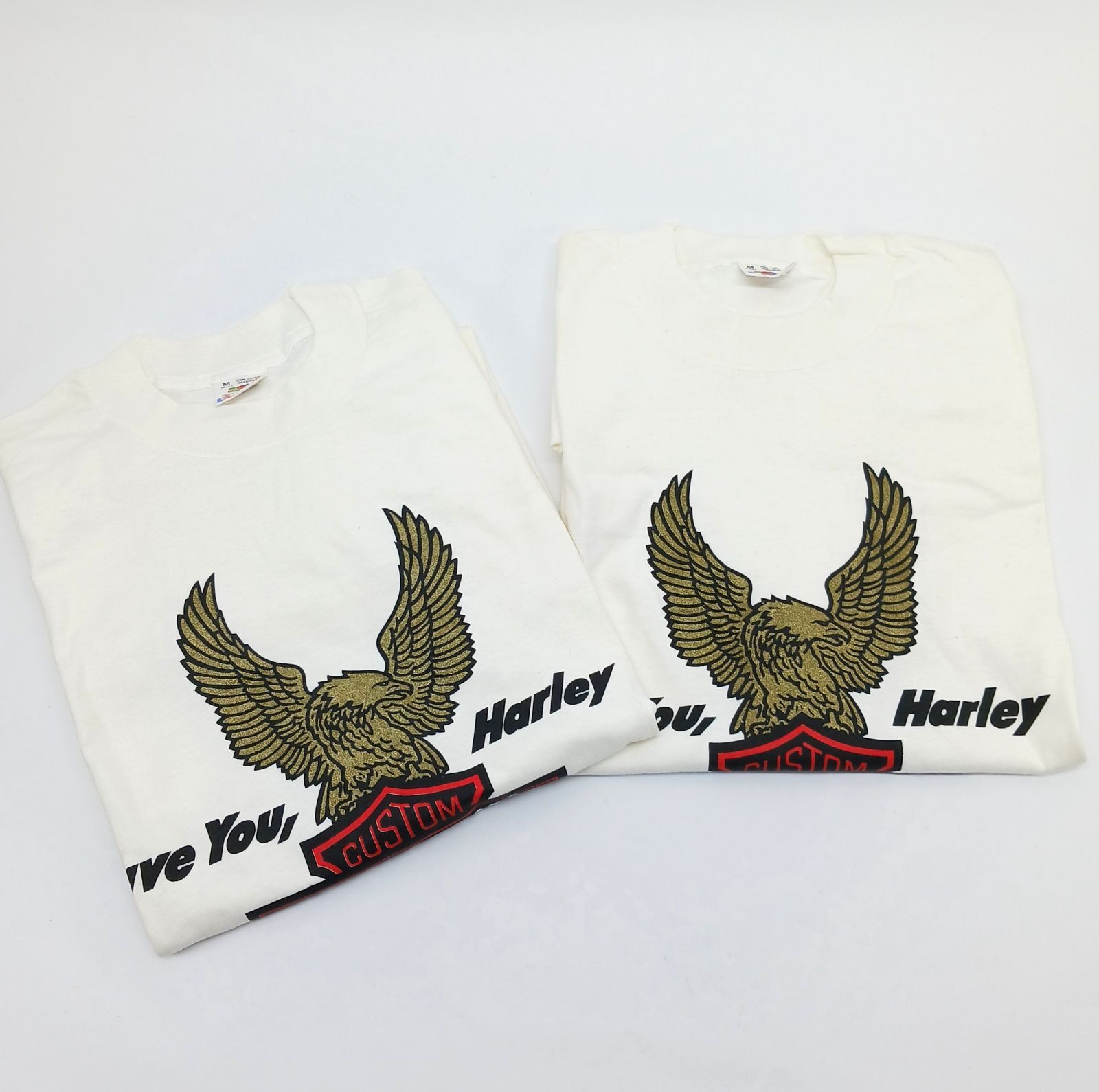 【2着セット】 90s USA製 HARLEY-DAVIDSON ハーレーダビッドソン Tシャツ シングルステッチ M FRUIT OF THE LOOM フルーツオブザルーム