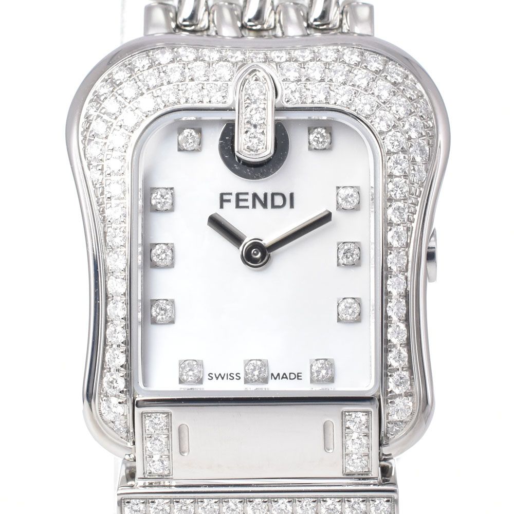 フェンディ FENDI 3800L ダイヤモンド ホワイトシェル クォーツ