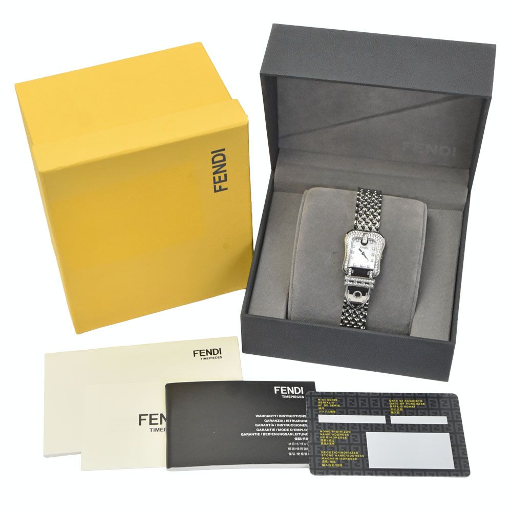 フェンディ FENDI 3800L ダイヤモンド ホワイトシェル クォーツ