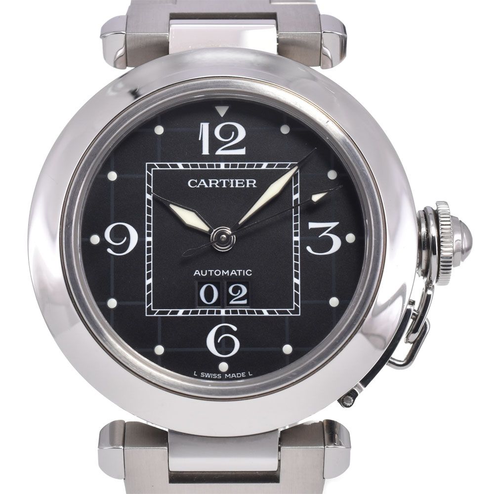 カルティエ CARTIER W31053M7 パシャC ビックデイト ブラック 自動巻き メンズ 美品 腕時計 Q#149162
