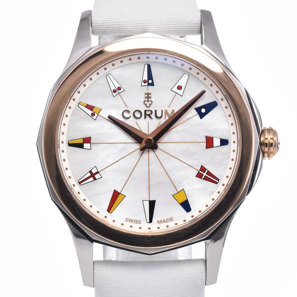コルム CORUM 01.0132 アドミラルズカップ ホワイトシェル クォーツ レディース 美品 腕時計 Q#149073
