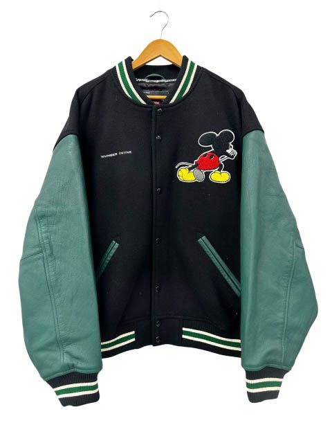 シュプリーム SUPREME ×Number(N)ine ナンバーナイン 25AW Mickey Varsity Jacket ミッキー バーシティ ジャケット スタジャン XL 黒 緑 ブラック グリーン ブランド古着ベクトル 中古☆AA★260717