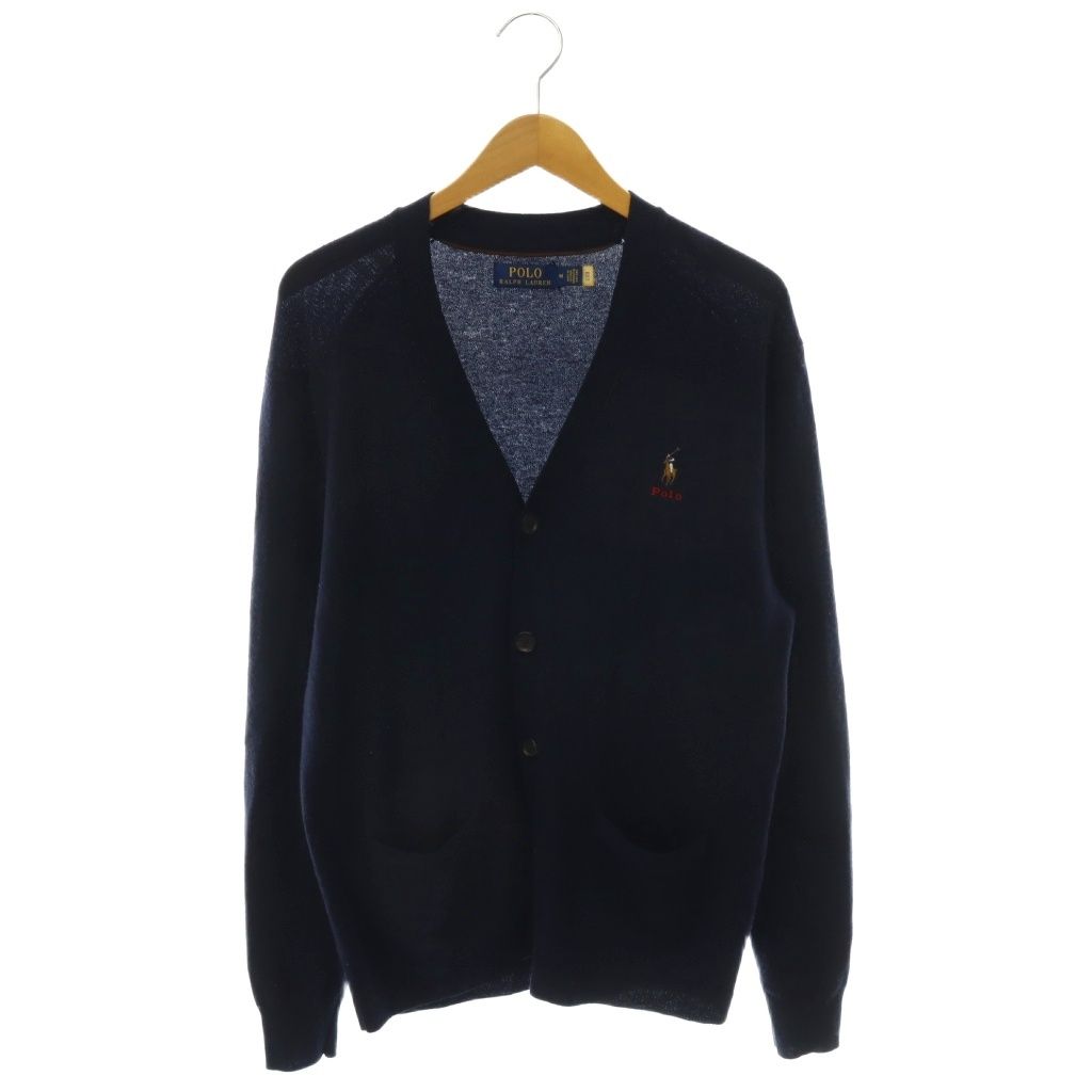 ポロ ラルフローレン POLO RALPH LAUREN ニット カーディガン ロゴ刺繍 M ネイビー /DF ■GY01