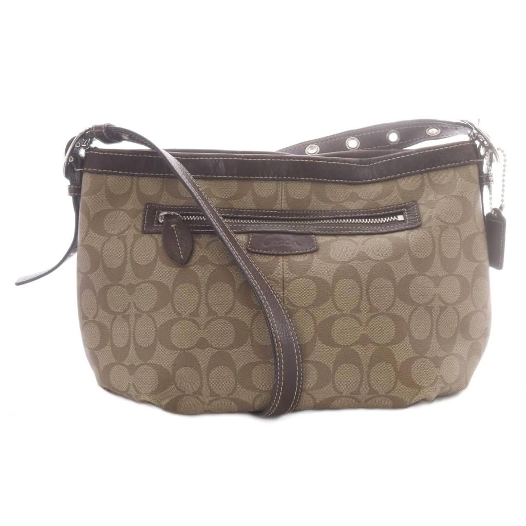 コーチ COACH ショルダーバッグ シグネチャー PVC レザー 茶 F15703