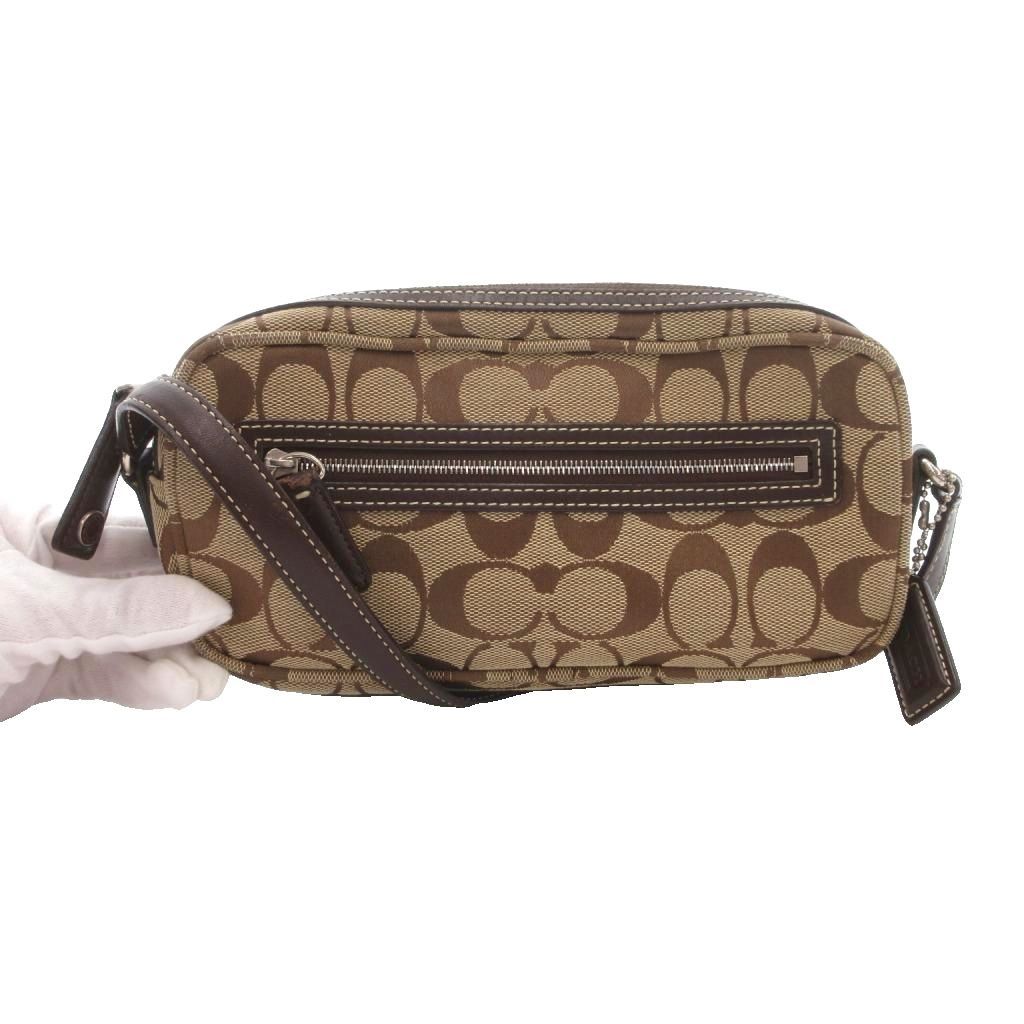 コーチ COACH ショルダーバッグ 斜め掛け 茶 ブラウン キャンバス シグネチャー柄 6073 /SJ