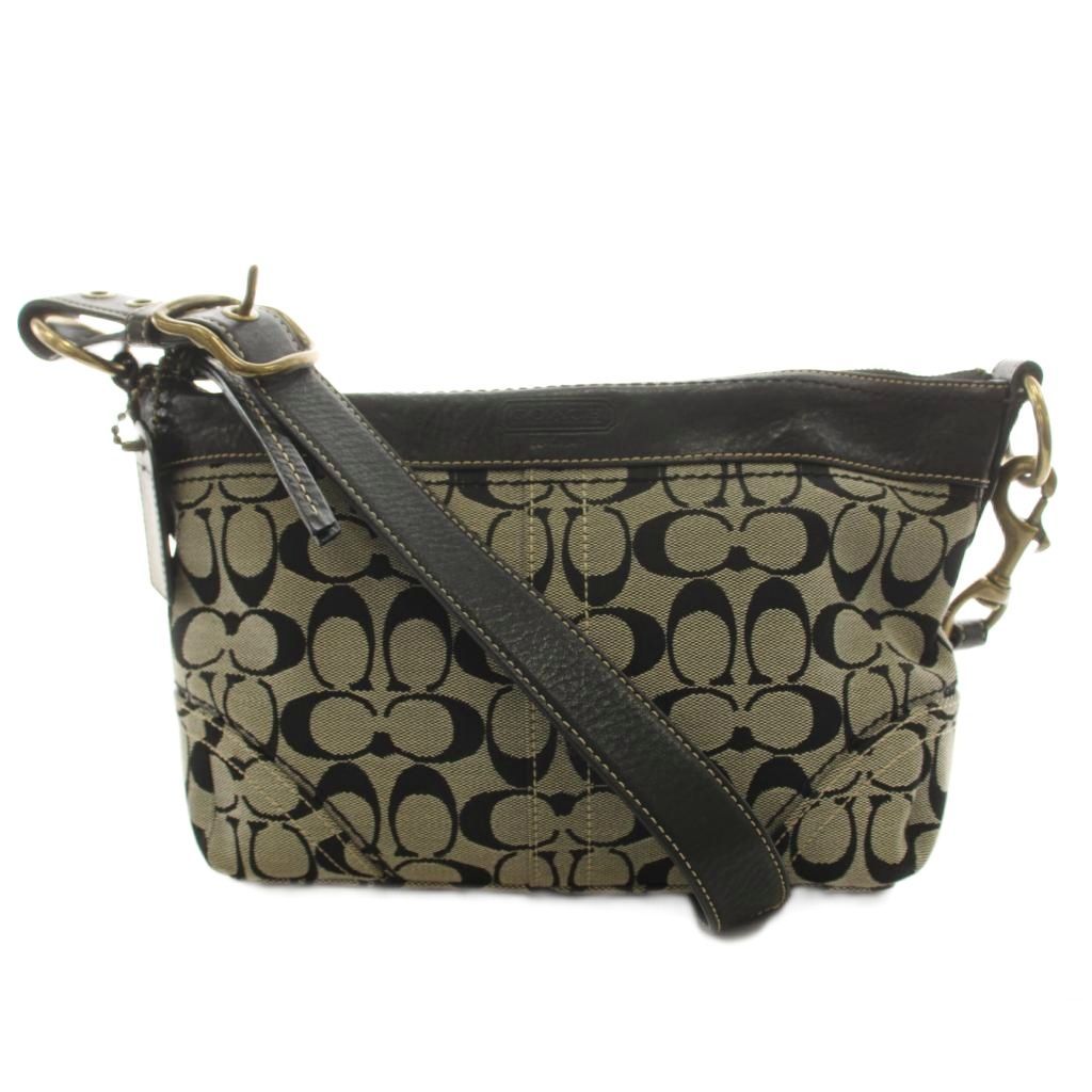 コーチ COACH シグネチャー ショルダーバッグ キャンバス レザー グレー 黒 ブラック 10561 /AN ■GY11 9,730円