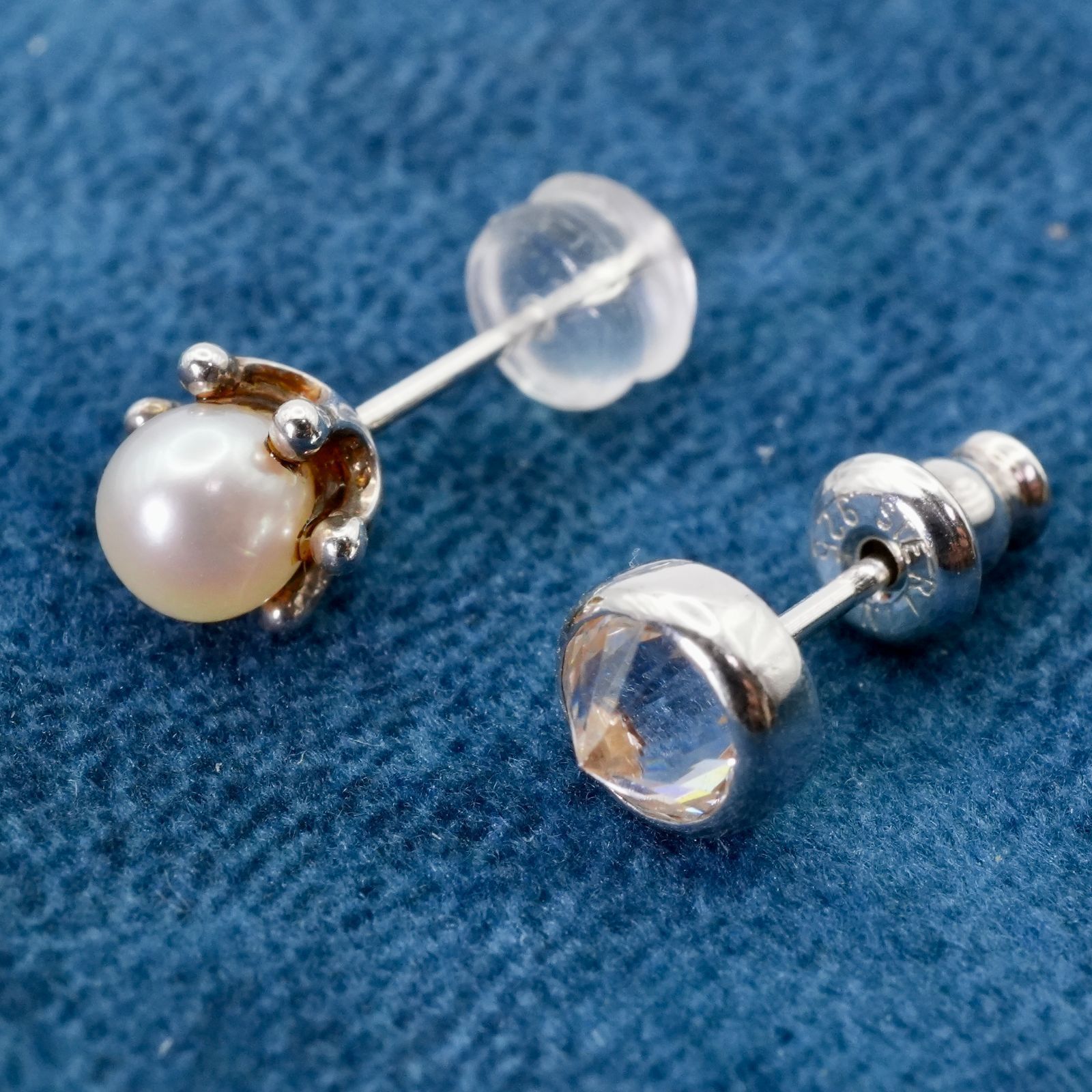 e.m. 廃盤品 2つセット ジルコニア パール ピアス 片耳/25-1477S