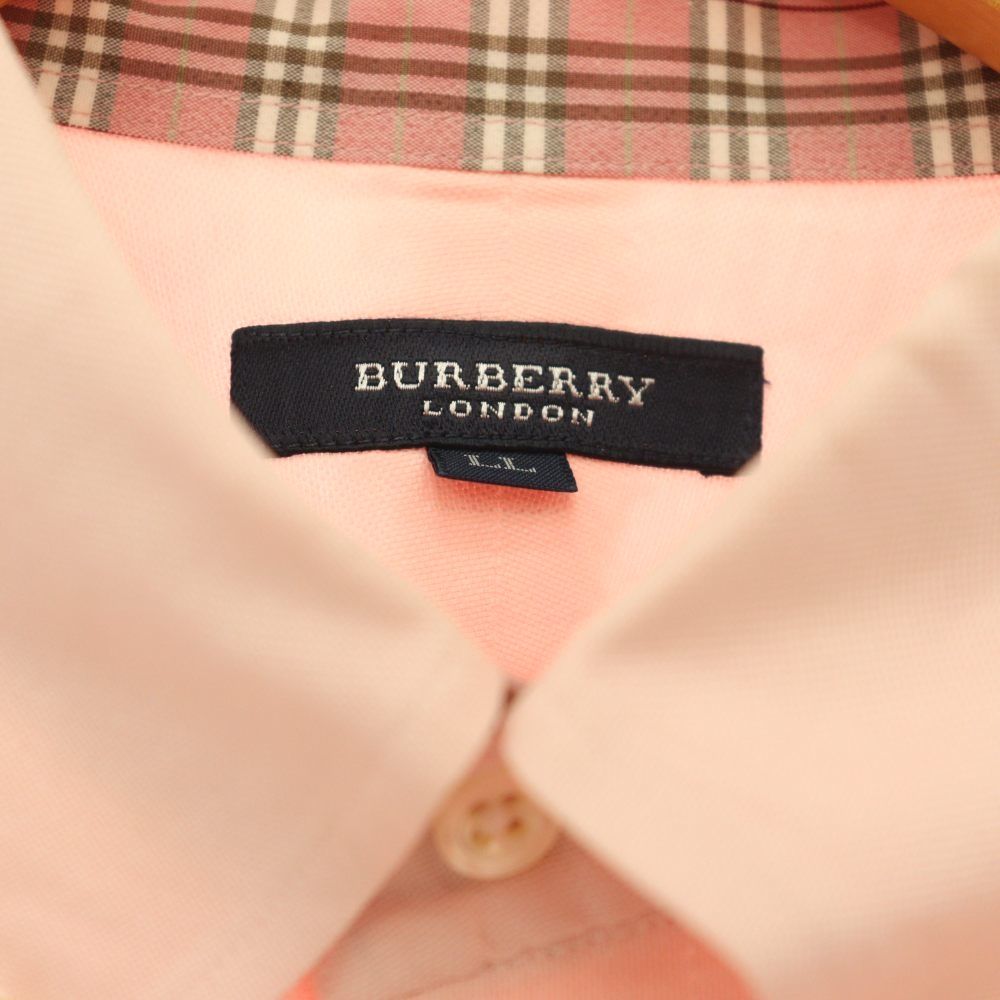 バーバリー ロンドン BURBERRY LONDON シャツ ホースロゴ刺繍 BD ボタンダウン 長袖 LL ピンク /HS ■GY50