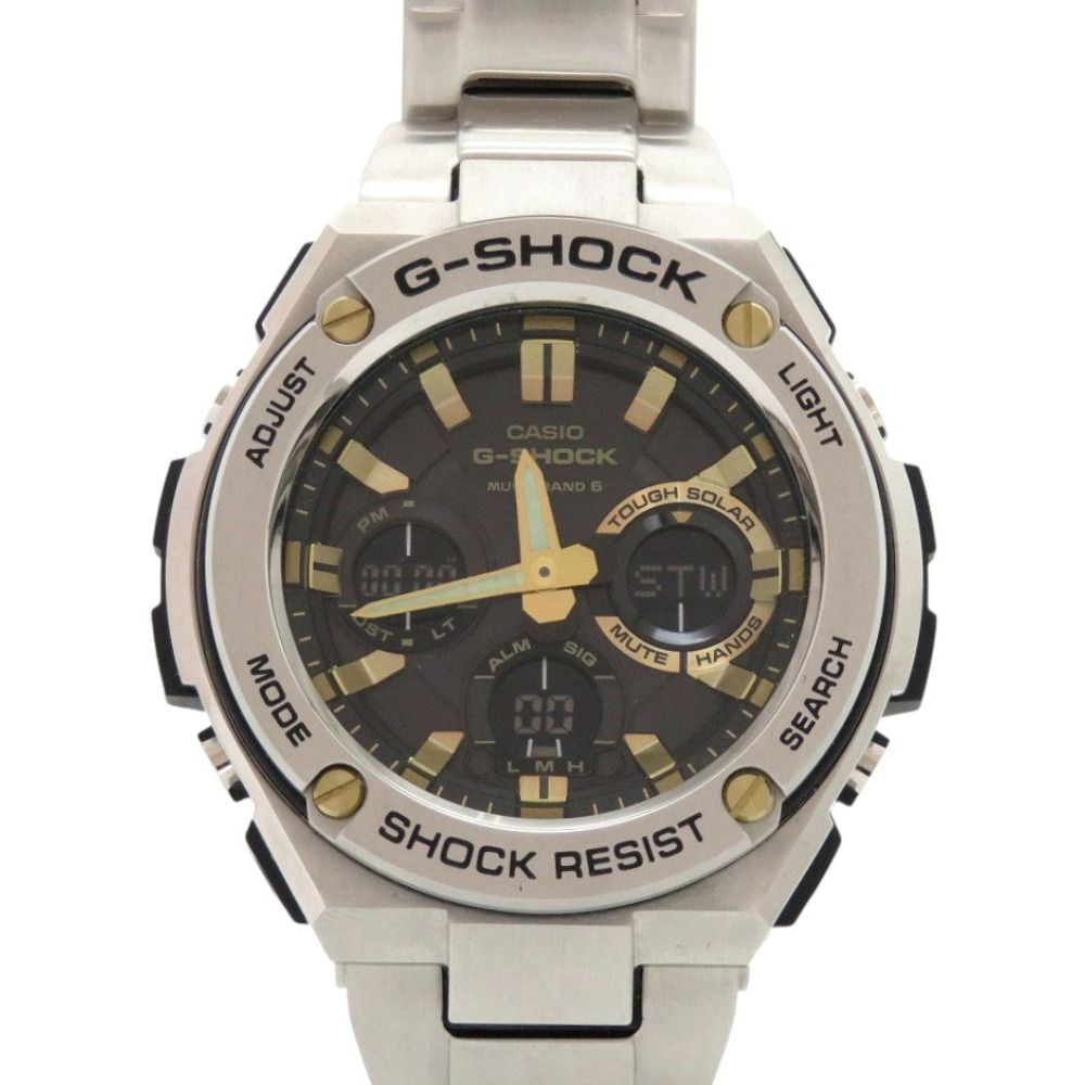 新品同様 カシオ G-SHOCK GST-W110D-1A9JF SS ブラック ゴールド タフソーラー 腕時計 黒文字盤 Gショック 1469 CASIO