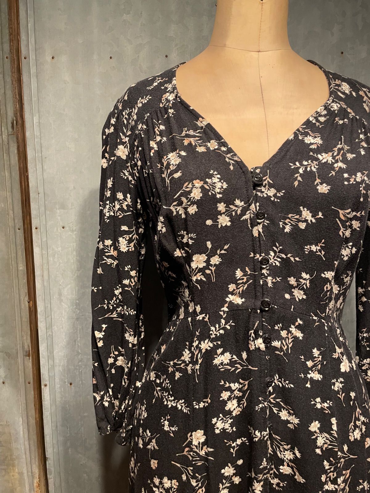 Denim & Supply Ralph Lauren 花柄ロングワンピース(黒×花柄・S/P・インド製) 2