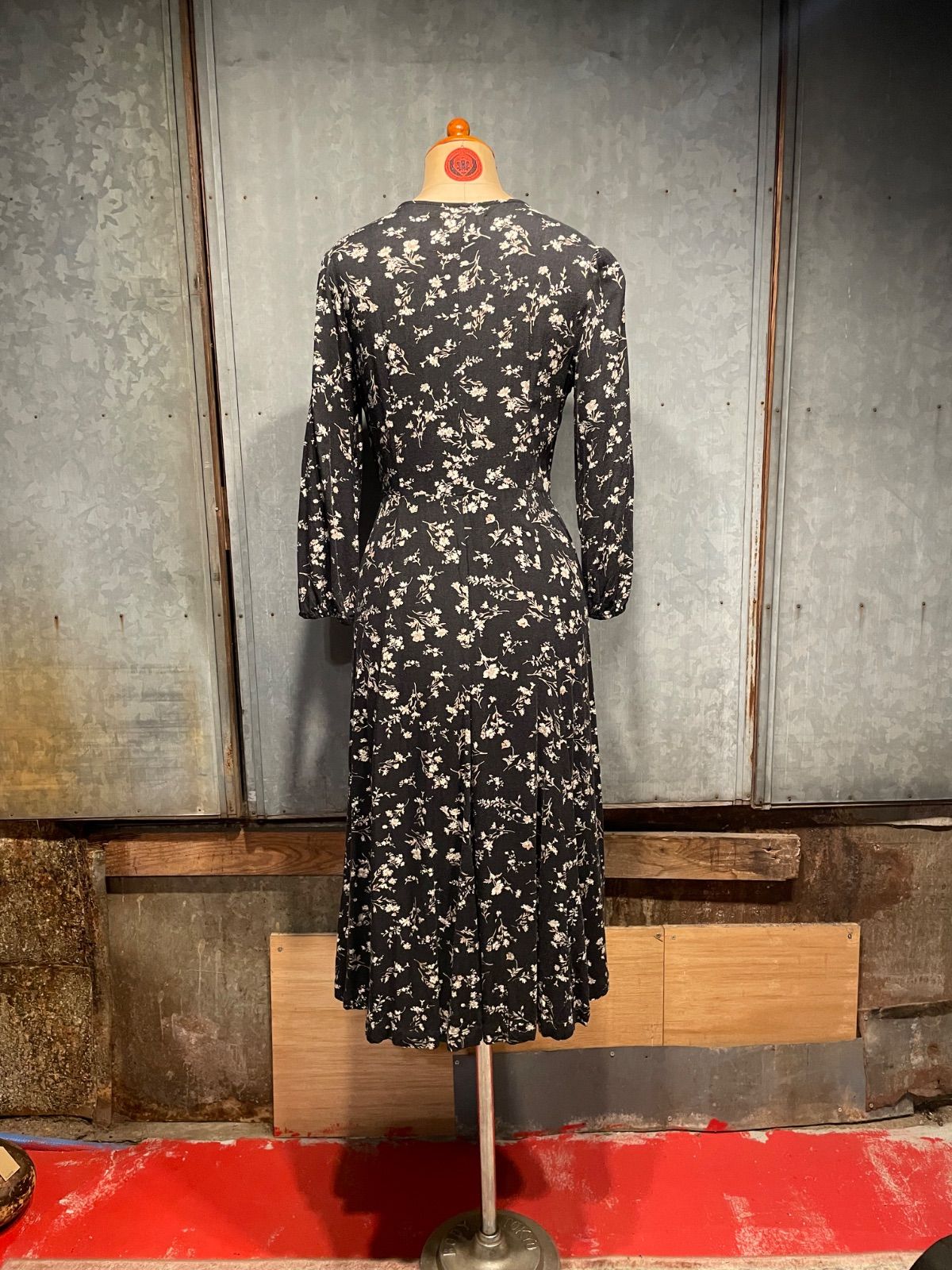 Denim & Supply Ralph Lauren 花柄ロングワンピース(黒×花柄・S/P・インド製) 6