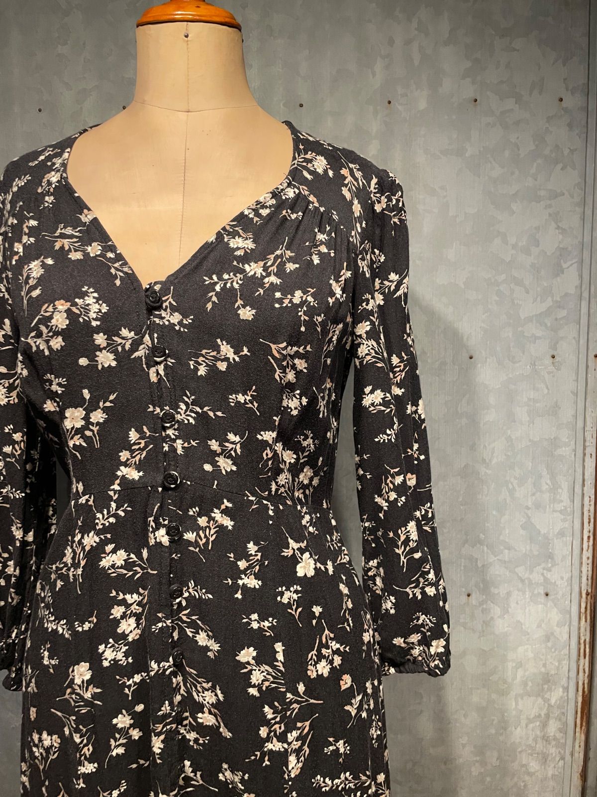 Denim & Supply Ralph Lauren 花柄ロングワンピース(黒×花柄・S/P・インド製) 5