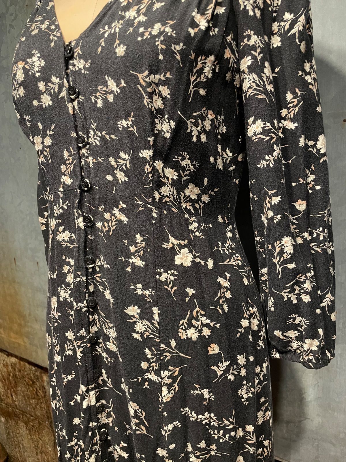 Denim & Supply Ralph Lauren 花柄ロングワンピース(黒×花柄・S/P・インド製) 7