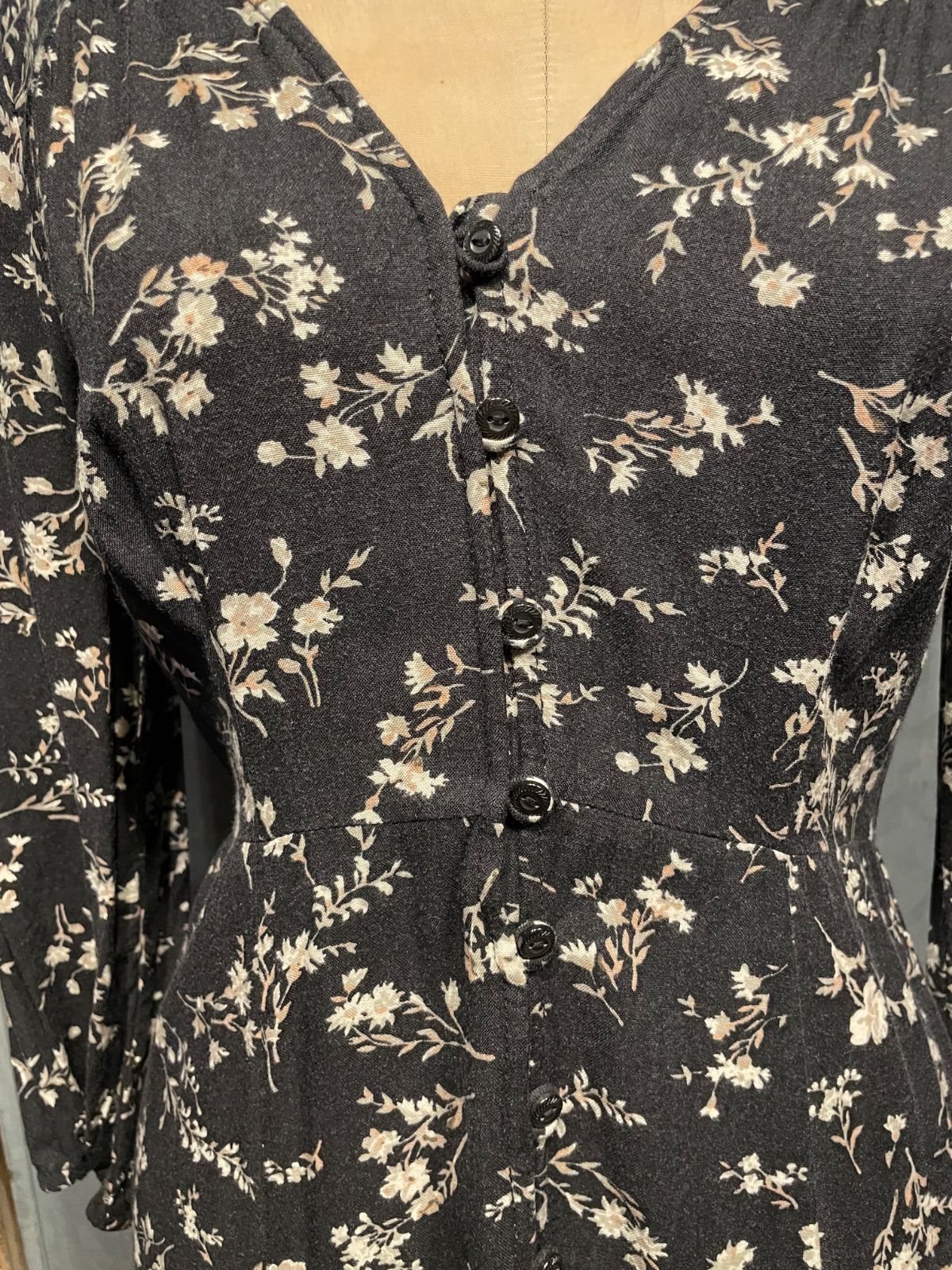 Denim & Supply Ralph Lauren 花柄ロングワンピース(黒×花柄・S/P・インド製) 8