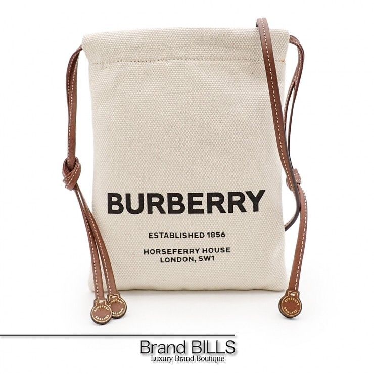 未使用品 BURBERRY バーバリー ホースフェリープリント ショルダーバッグ 8036712 キャンバス レザー ベージュ系 ユニセックス