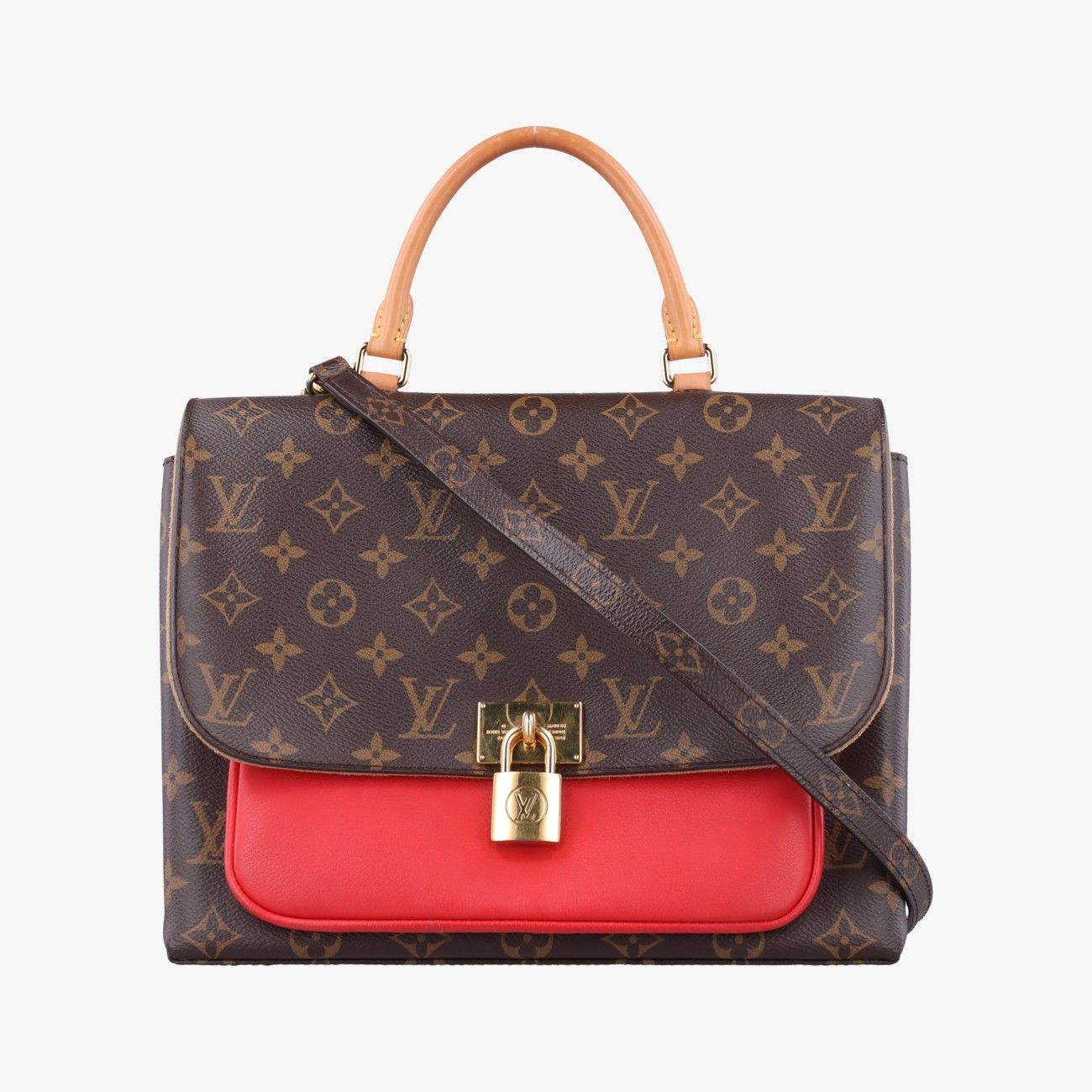 ルイヴィトンLouis Vuittonマリニャン モノグラム/ブラウン×コクリコ モノグラムキャンバス×カーフレザー M44544 FL2108