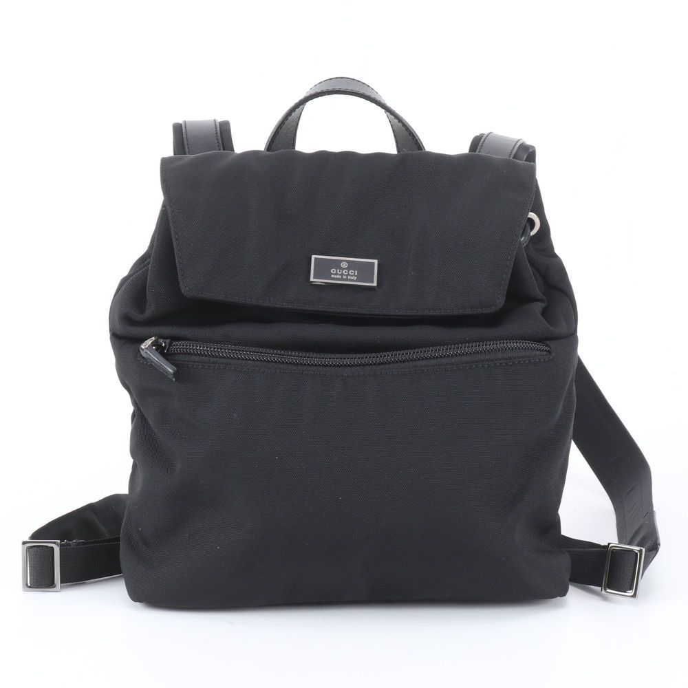 美品 グッチ 003 0242 レザー リュックサック リュック バックパック ショルダー バッグ ブラック 黒 本革 レディース RIR EE7-3【中古】