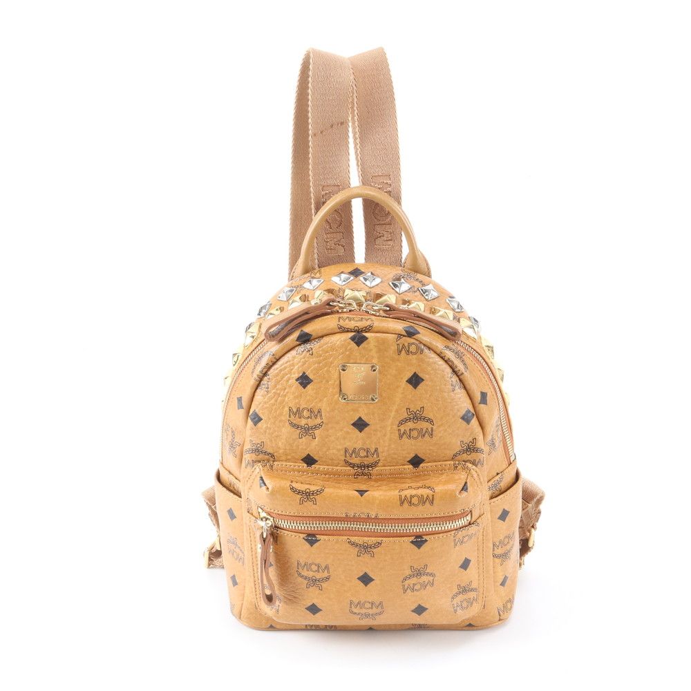 美品 MCM エムシーエム ヴィセトス スタッズ リュックサック リュック バックパック ショルダー バッグ レディース RIM EF5-2【中古】
