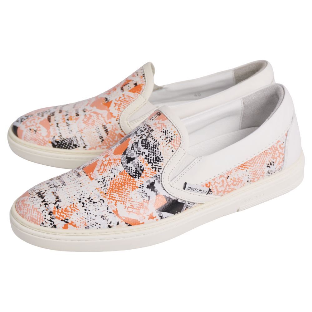 未使用 ジミーチュウ JIMMY CHOO スニーカー スリッポン 総柄 レザー