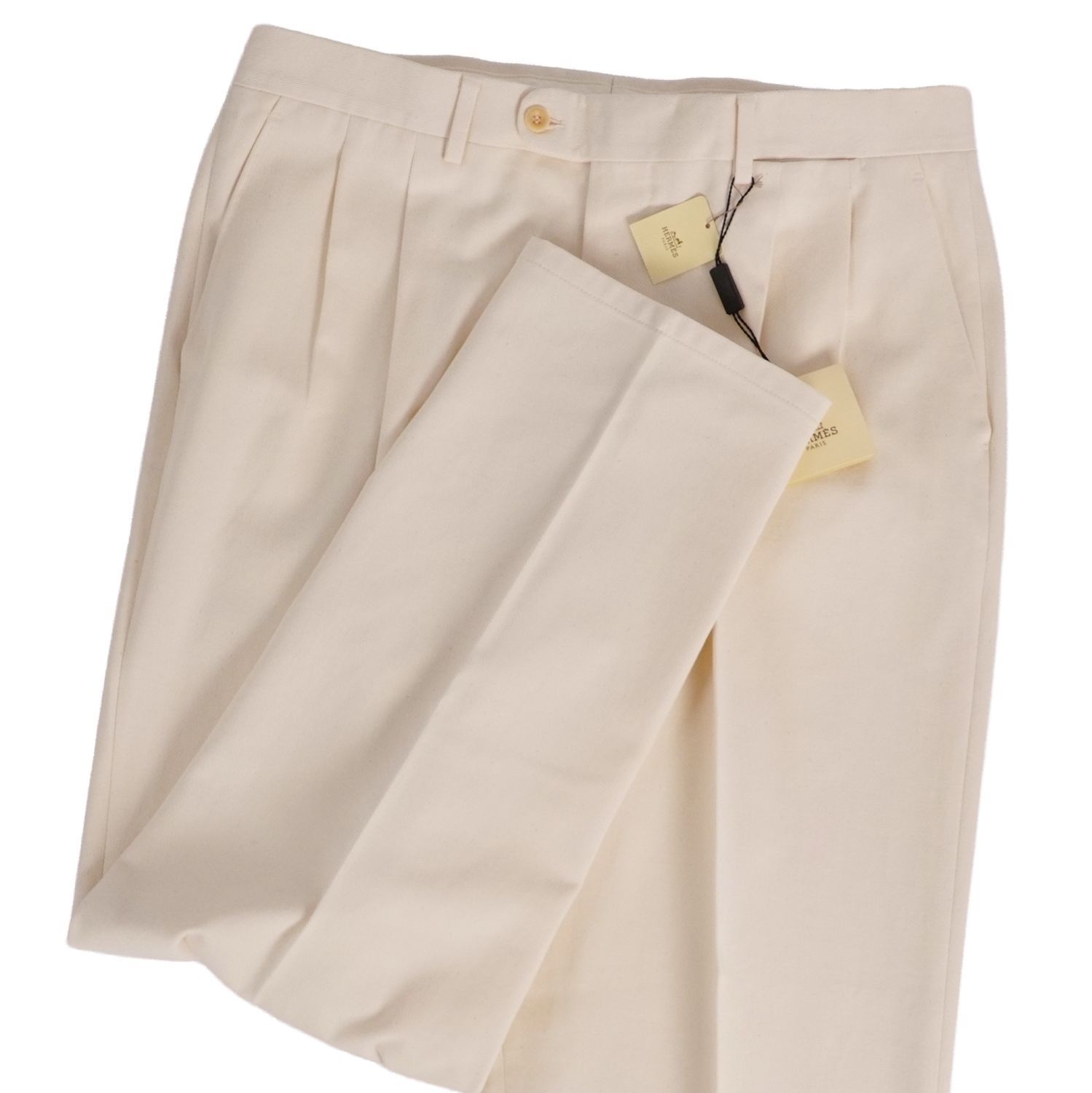 未使用 エルメス HERMES パンツ ロングパンツ スラックス コットン