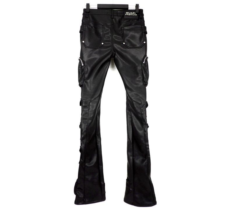 グアピ GUAPI 【 CARGO GIMMICK FLARE PANTS 】 フェイク レザー