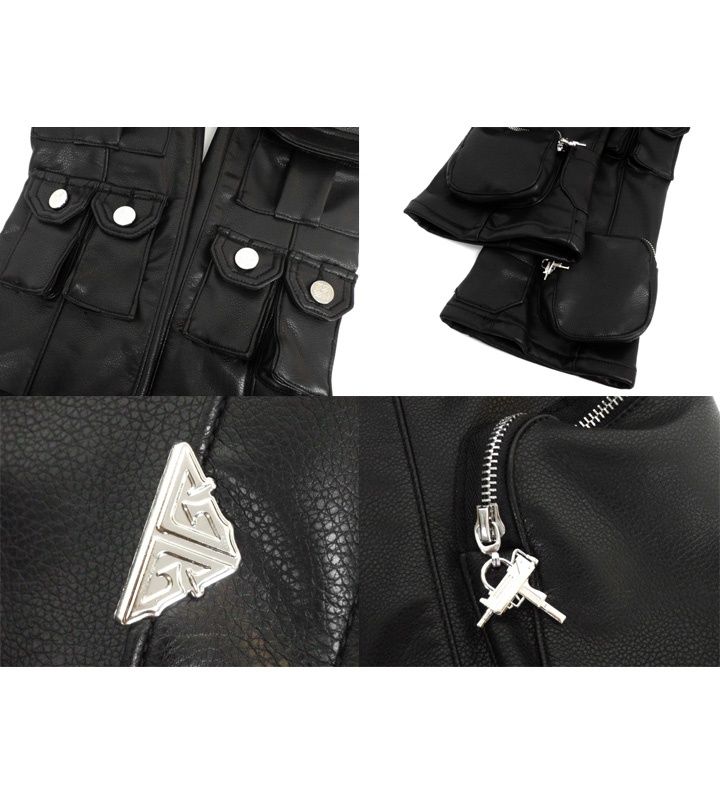 グアピ GUAPI 【 CARGO GIMMICK FLARE PANTS 】 フェイク レザー
