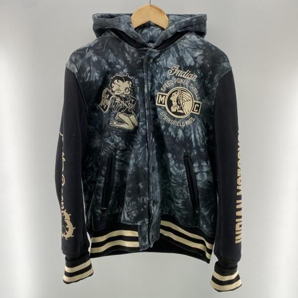 【中古】Indian Motorcycle×Betty Boop フーデッドスタジャン ネイビー L ※毛玉 インディアンモトサイクル[24] 11,485円