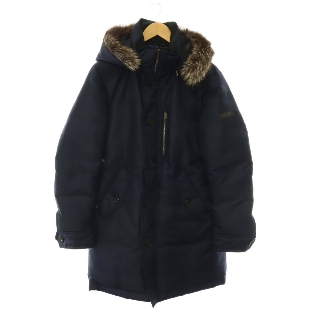 ブラックレーベルクレストブリッジ BLACK LABEL CRESTBRIDGE 51F22-621-28 ダウンジャケット ダウンコート ミドル丈 フード付き チェック柄 ホワイトグース LL ネイビー /ES