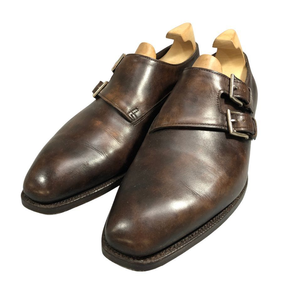 美品 John lobb ジョンロブ チャペル ダブルモンク 8H E ジョンロブ チャペル ダブルモンク ミュージアムカーフ ブラウン 6E