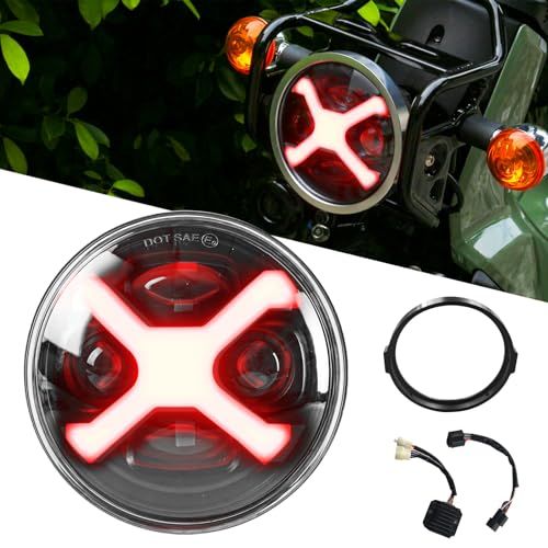 クロスカブ CC110 ヘッドライト LED オートバイ ヘッドライト DRL付き Hi/Lo切り替え 12V/24V IP68防水 X型 ホンダ クロスカブ CC110 JA60 適用 (レッド)as