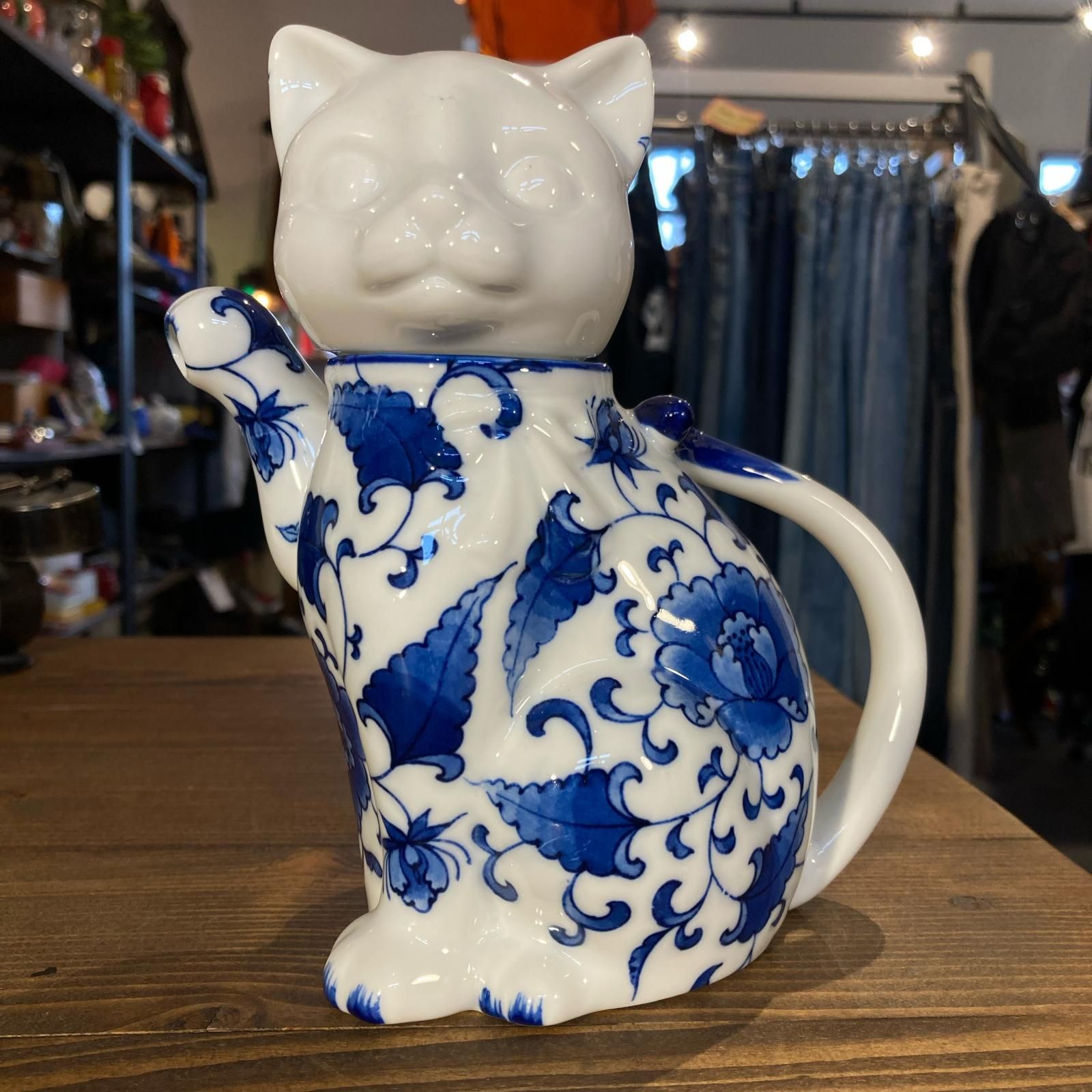 MP499) 大橋陶器 猫 ティーポット 中古 現状品 / OHASHI ネコ 招き猫