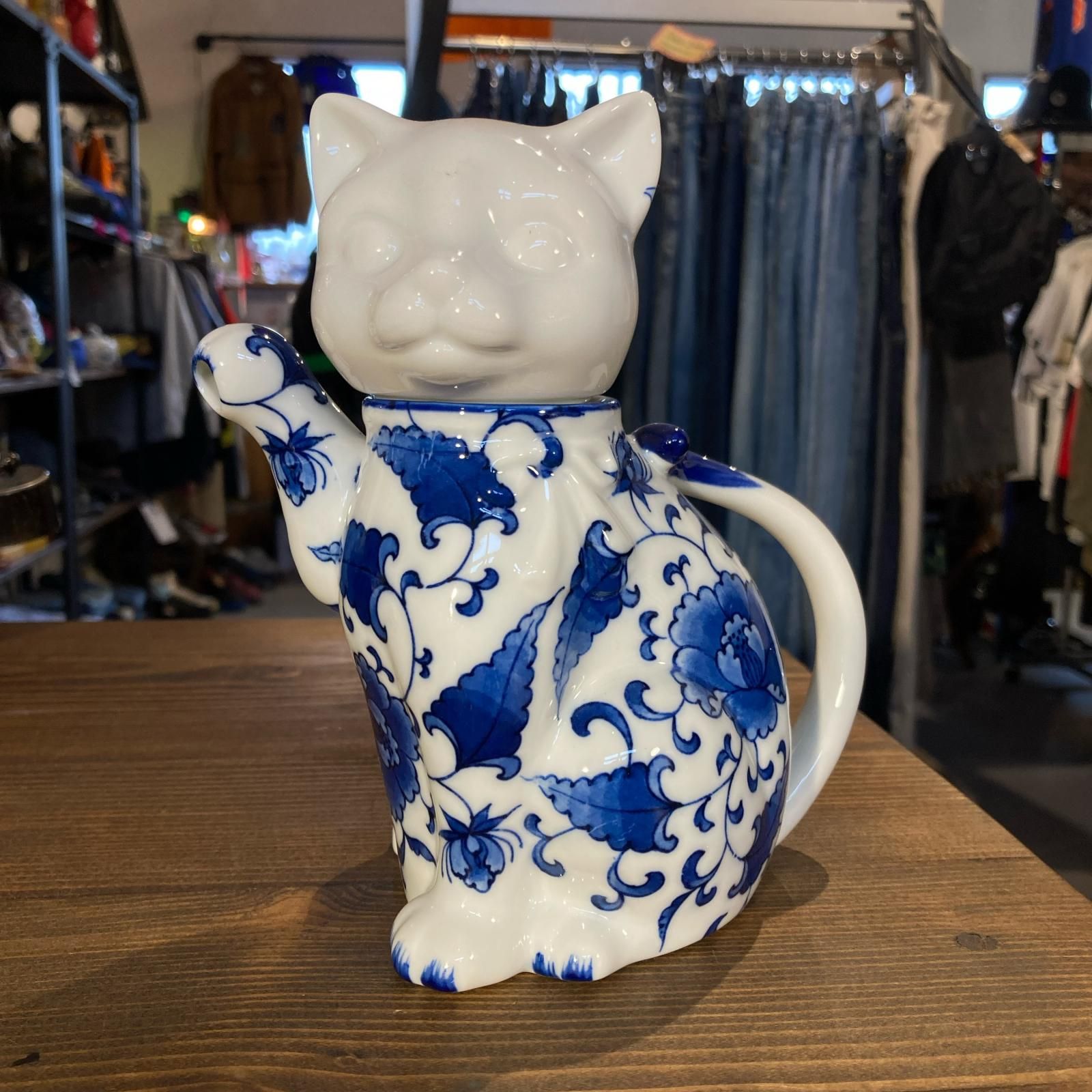 MP499) 大橋陶器 猫 ティーポット 中古 現状品 / OHASHI ネコ 招き猫 