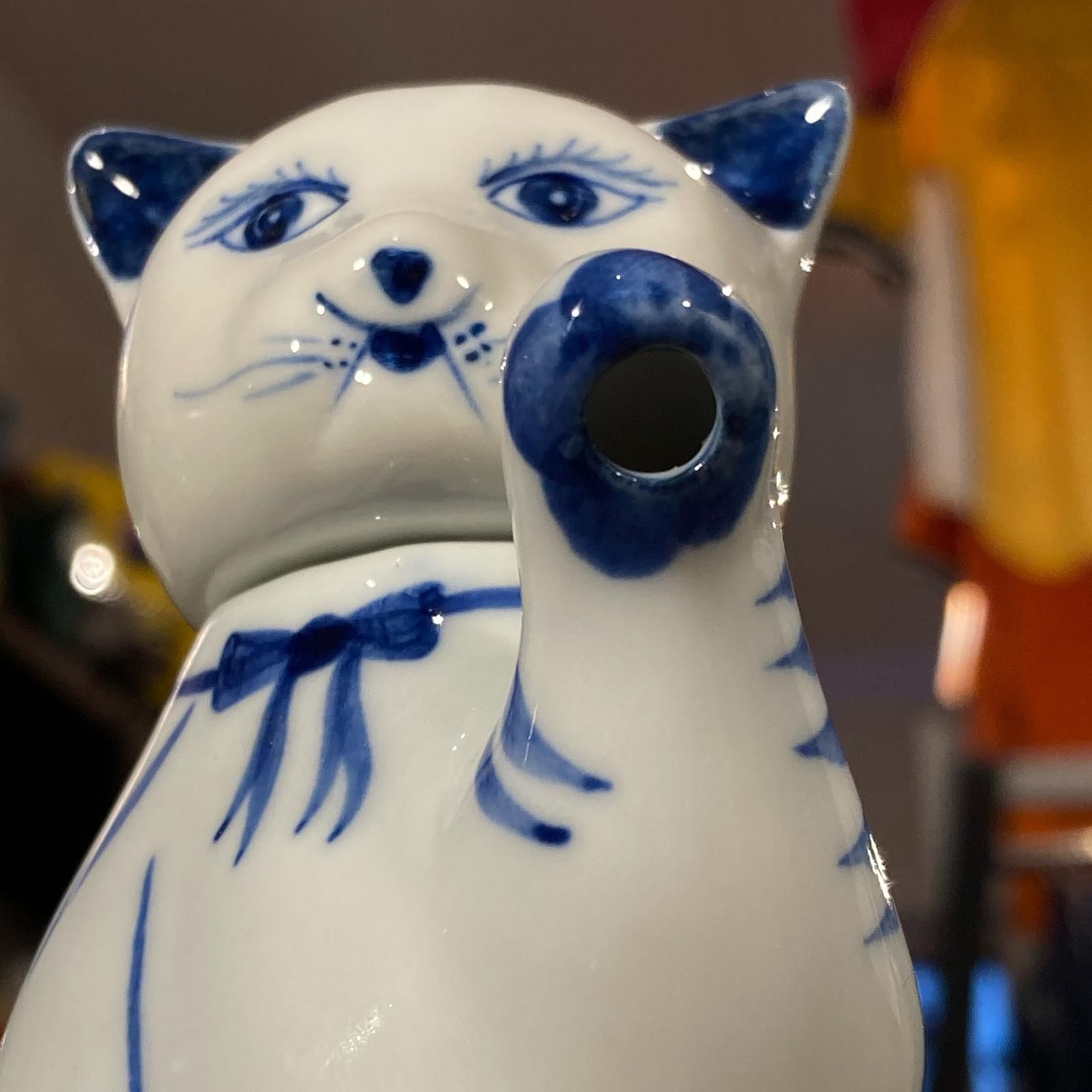 MP500) 猫 ティーポット タイ製 陶器 中古 現状品 / ネコ 招き猫 