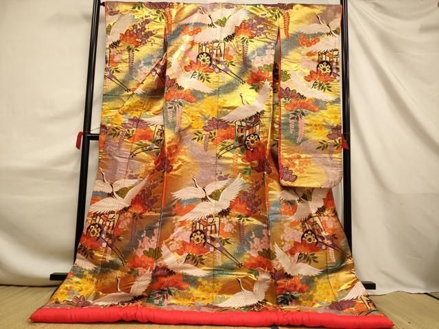 平和屋本店●色打掛　和装　婚礼　結婚式　花嫁　神社挙式　唐織　飛鶴御所車文　金銀糸　逸品　AABJ2617fw