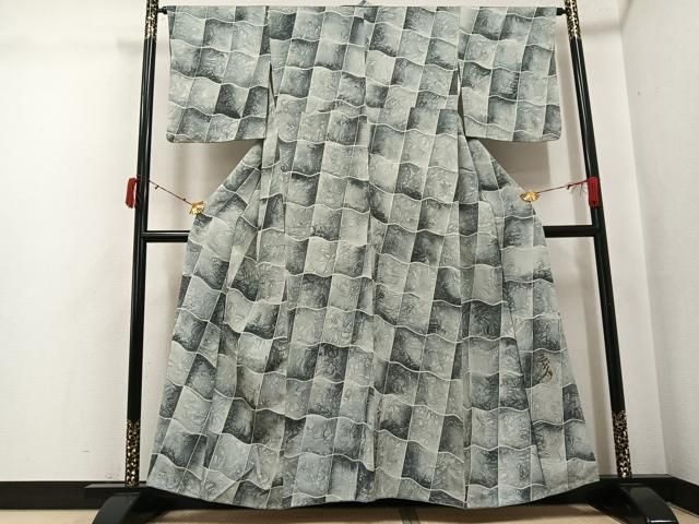 平和屋着物●染色作家　斉藤三才　小紋　瓦文　正絹　逸品　未使用　AABJ6239ph